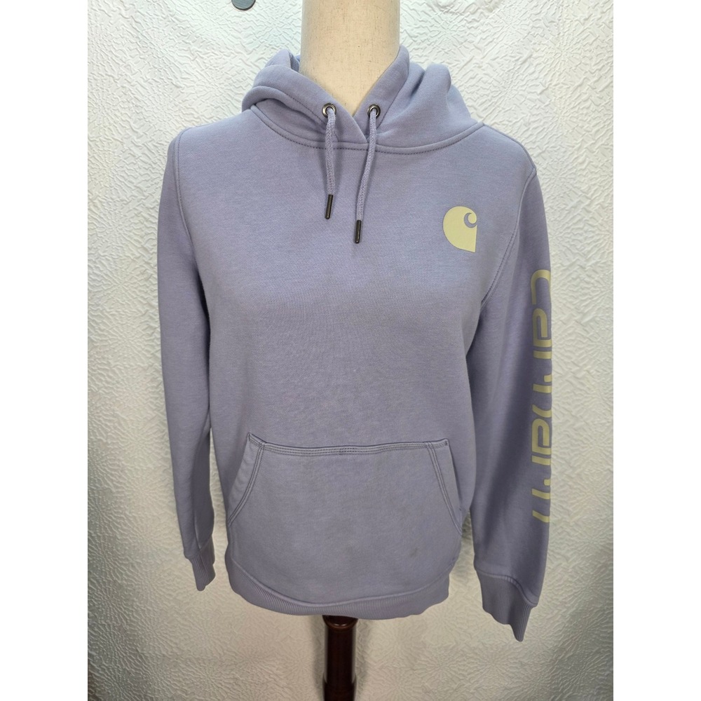 Carhartt Hoodie Women Small Lavender Purple Good Relaxed Fit Logo Pullover